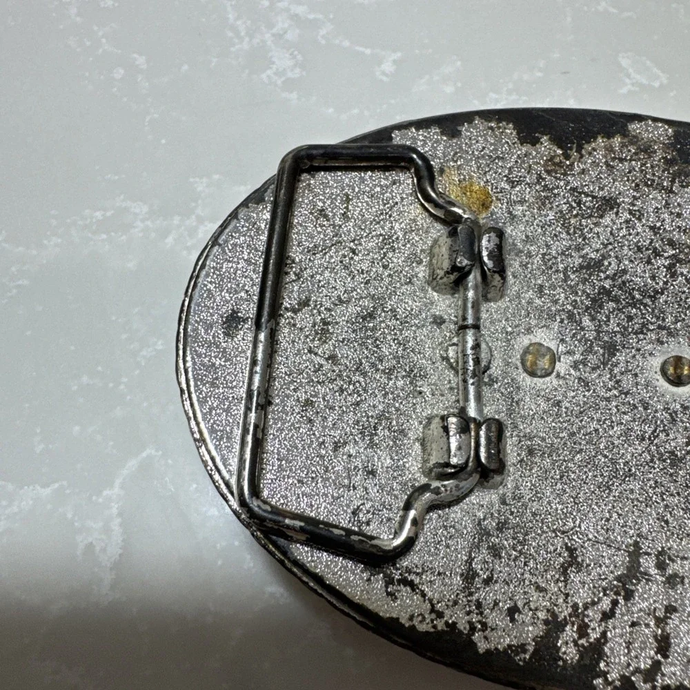 Cowboy Boot Belt Buckle Two Tone Oval Rodeo Wear